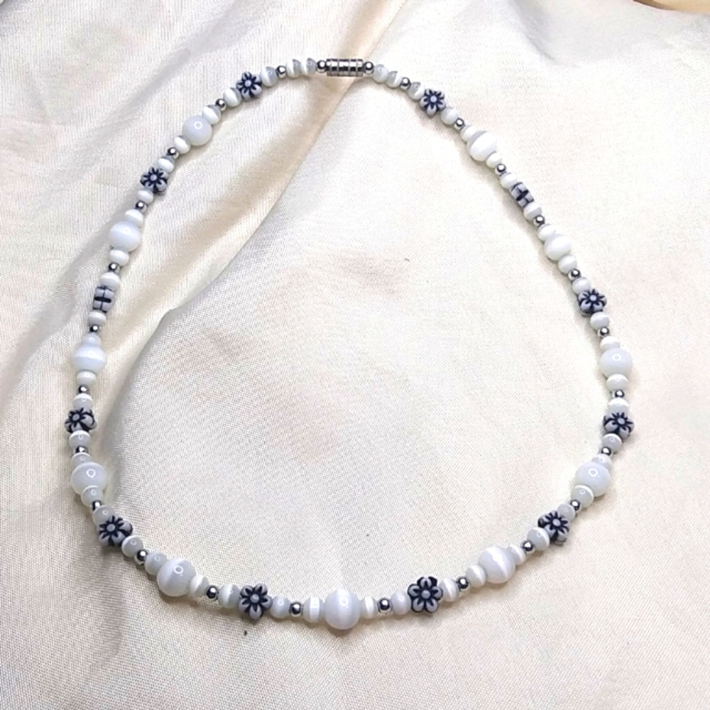 White Glass Bead Necklace